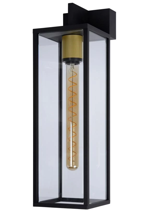 Lucide LAURENS - Wandlamp Binnen/Buiten - 1xE27 - IP54 - Zwart - uitgezet